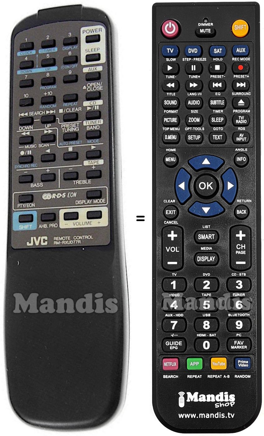 Replacement remote control JVC RM-RXUD77R