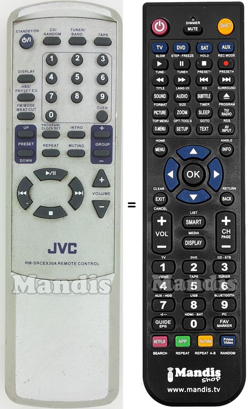 Replacement remote control JVC RM-SRCEX30A
