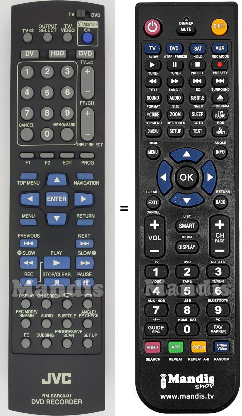Mando a distancia equivalente JVC RMSSR004U