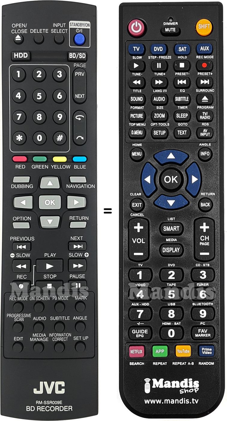 Replacement remote control JVC RM-SSR009E