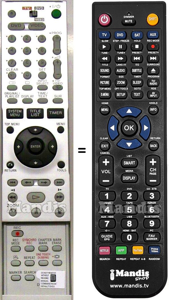 Télécommande équivalente Sony RMT-D224P