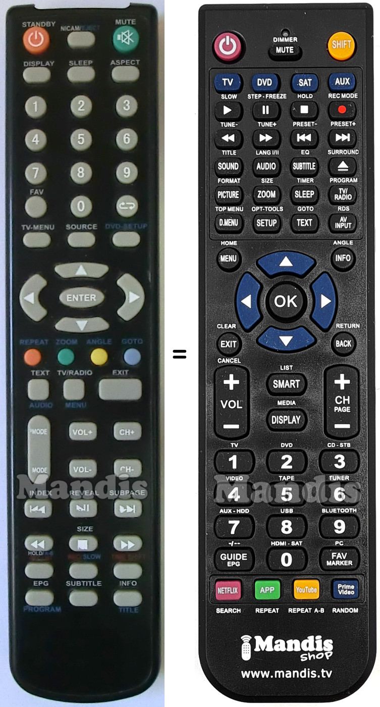 Replacement remote control MYTV TQL019001