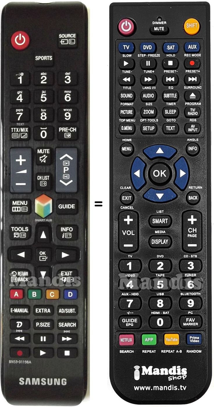 Replacement remote control Samsung BN59-01198A
