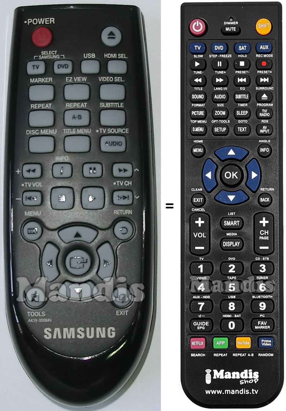 Replacement remote control Samsung AK5900084V