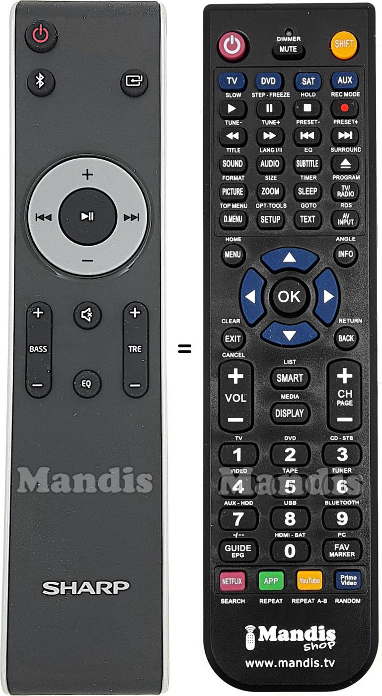 Replacement remote control Sharp SH487