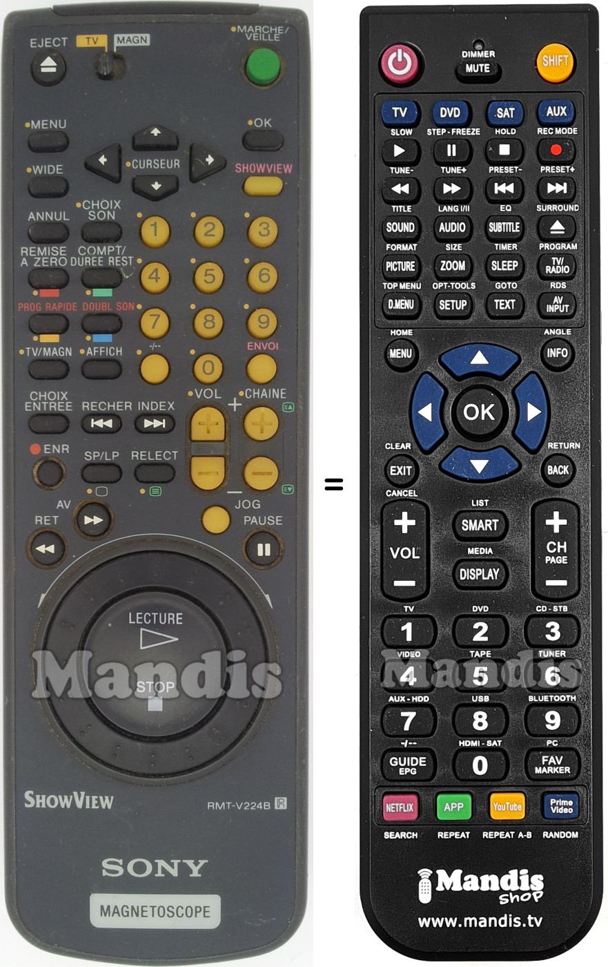 Replacement remote control RMT-V224B