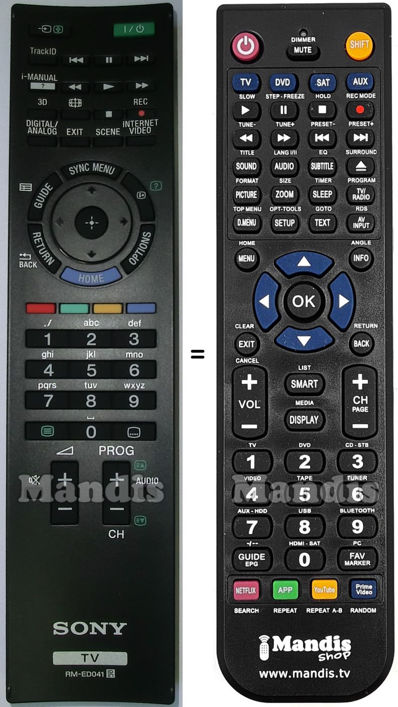 Télécommande équivalente Sony RM-ED041