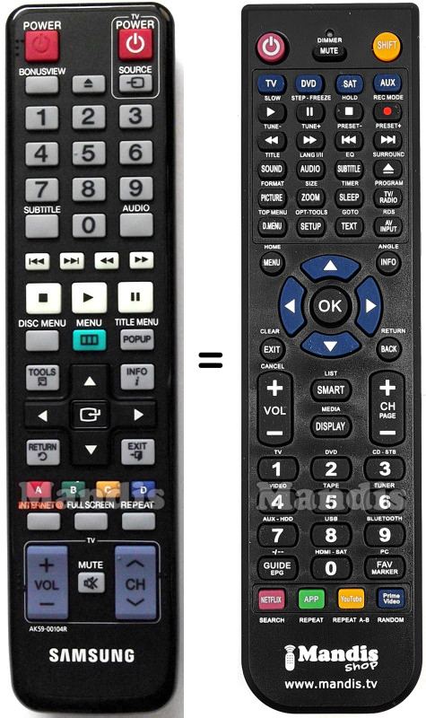 Replacement remote control Samsung AK59-00104R
