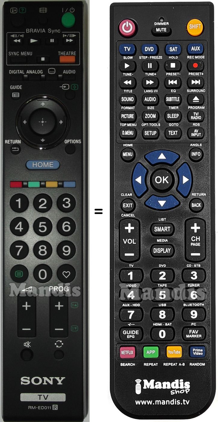 Replacement remote control Sony RM-ED011