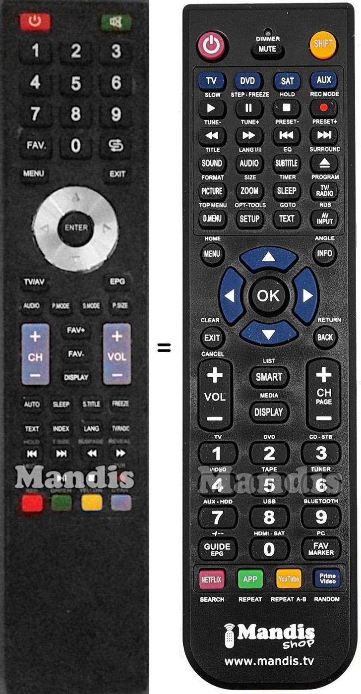 Replacement remote control THES LTW32A90K-2