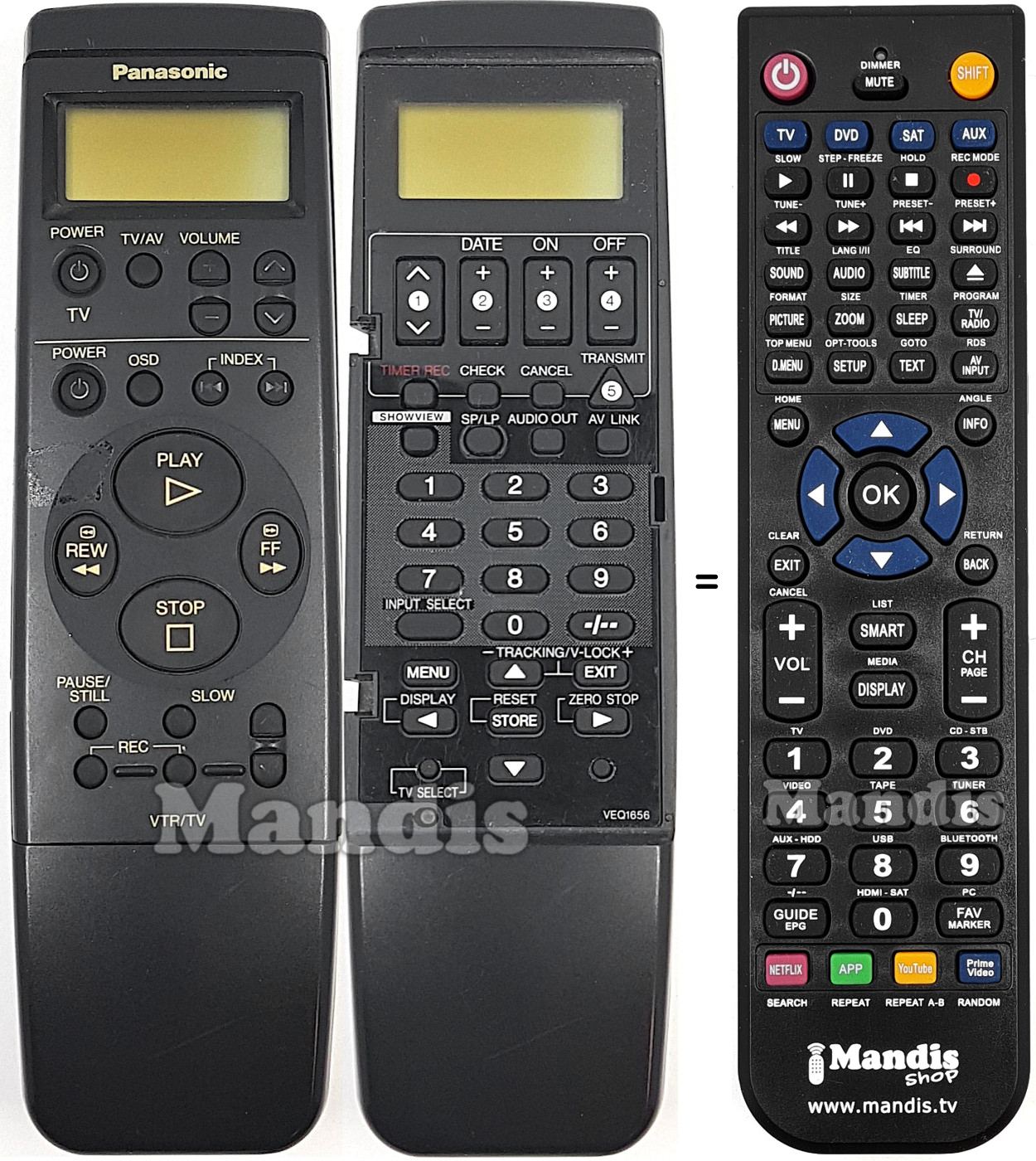Télécommande équivalente Panasonic VEQ1656