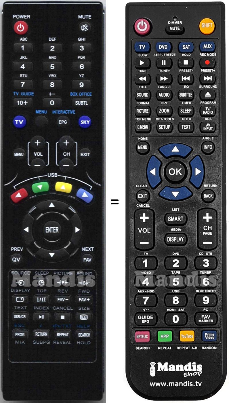 Replacement remote control NordMende VMT-DTV