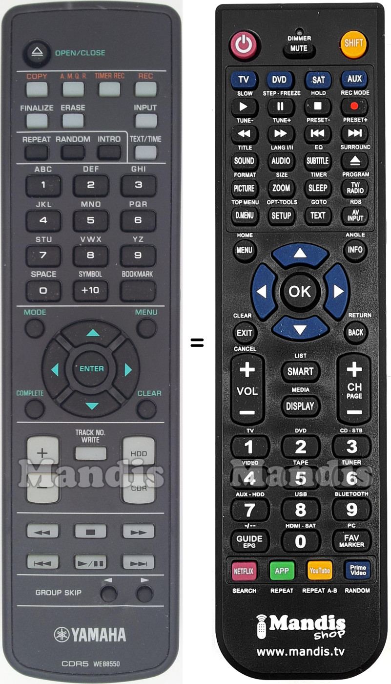 Télécommande équivalente Yamaha CDR5