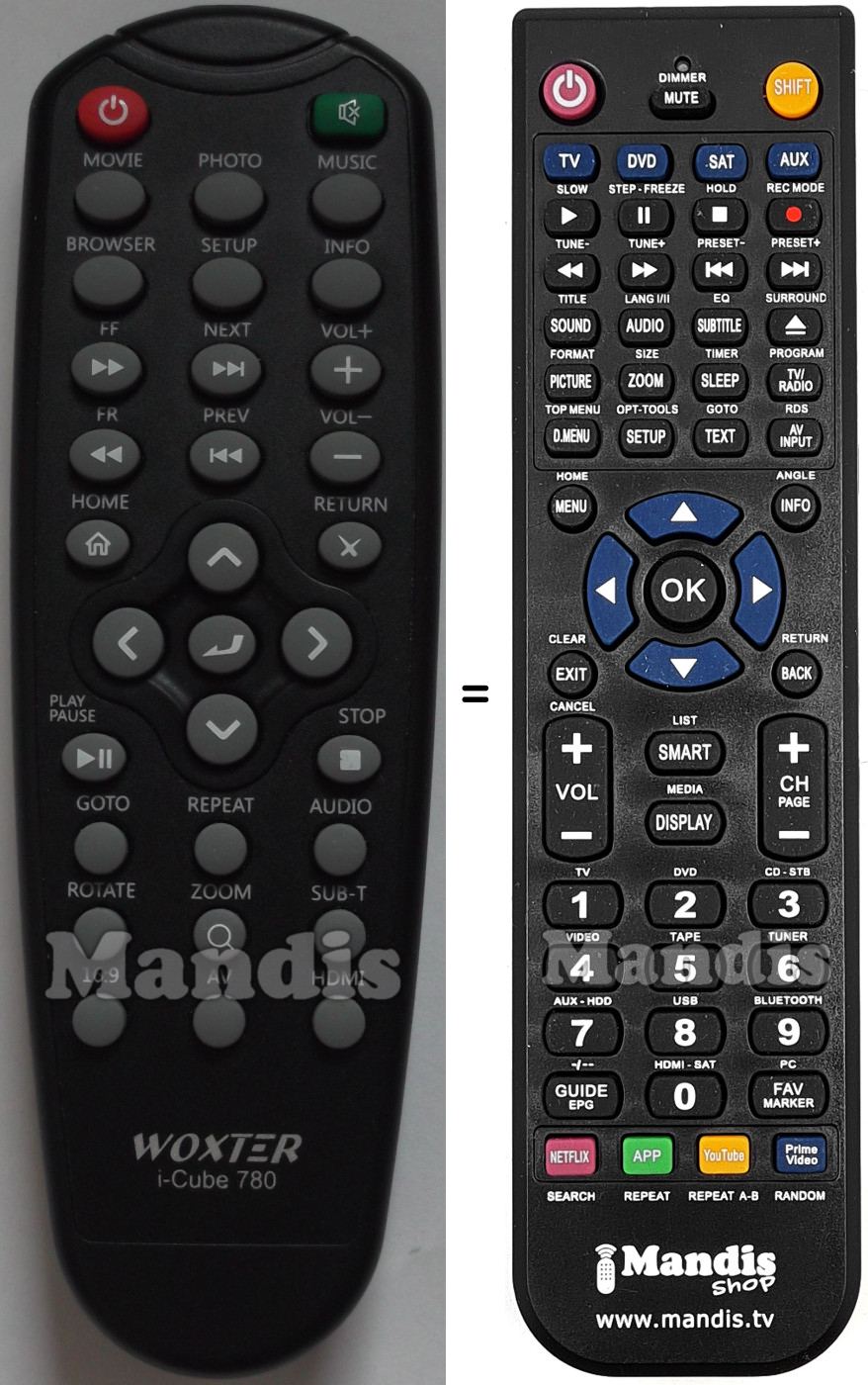 Replacement remote control Woxter ICube780