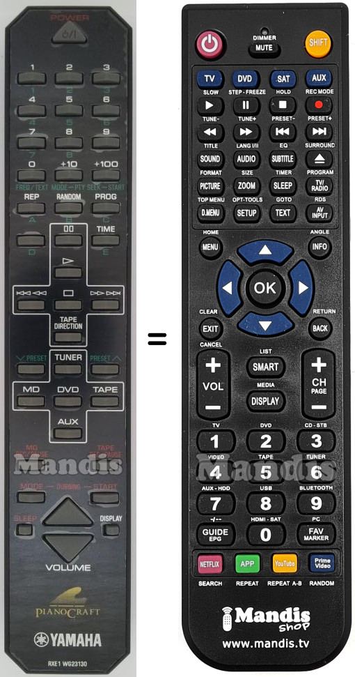 Mando a distancia equivalente Yamaha RXE1