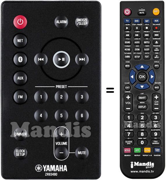 Mando a distancia equivalente Yamaha ZR934800
