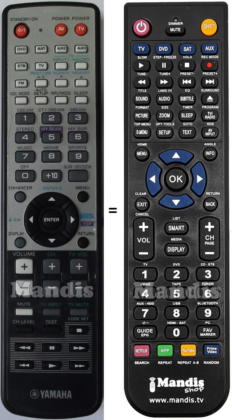 Mando a distancia equivalente Yamaha WJ553500