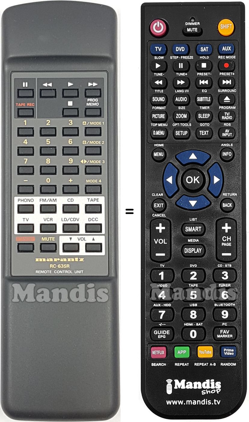 Télécommande équivalente Marantz RC-63SR
