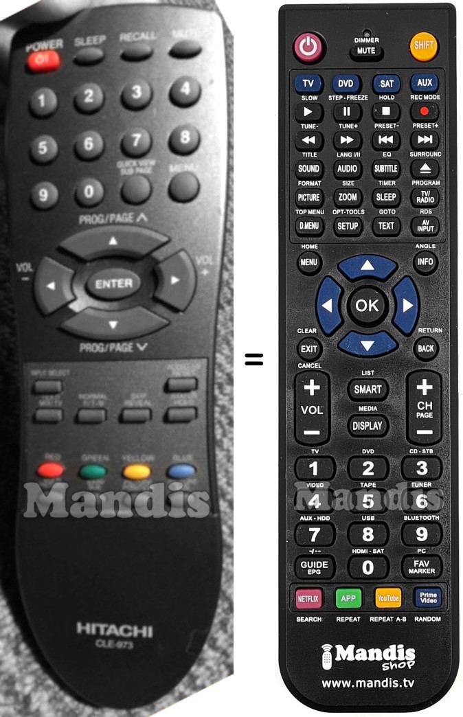 Replacement remote control Hitachi CLE-973