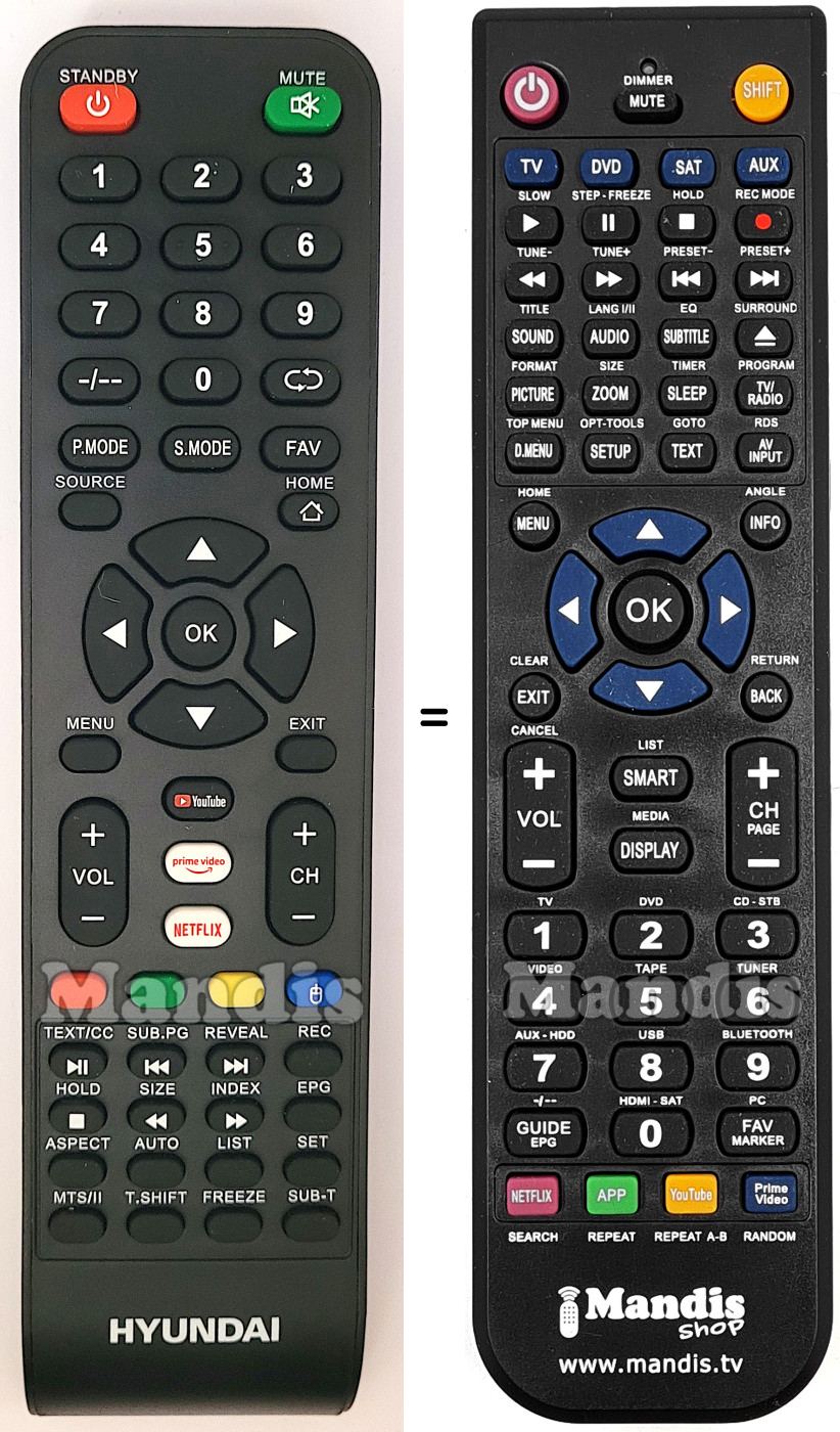 Mando a distancia equivalente HTV3200A Mando a distancia equivalente HTV3200A