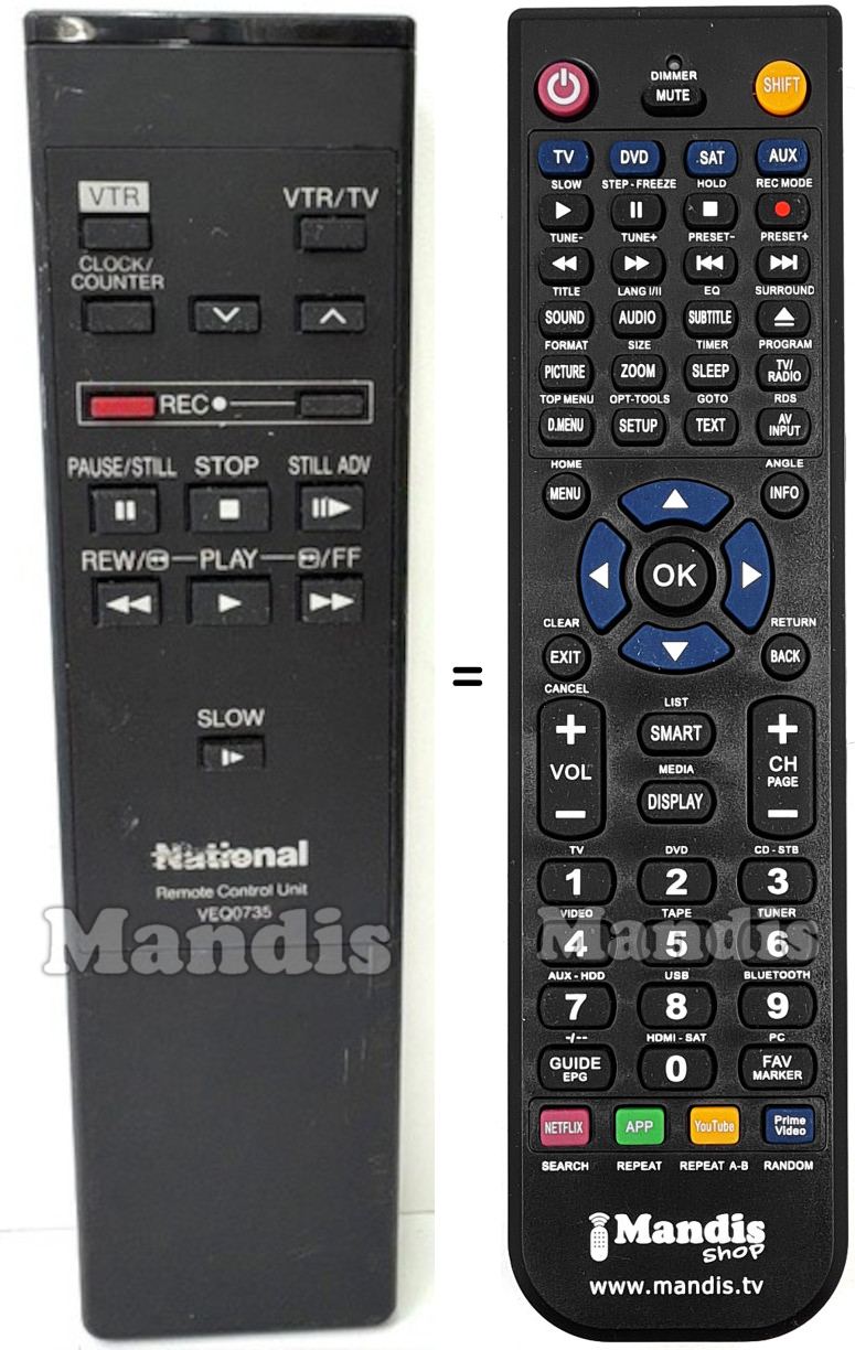 Replacement remote control Panasonic VEQ0735