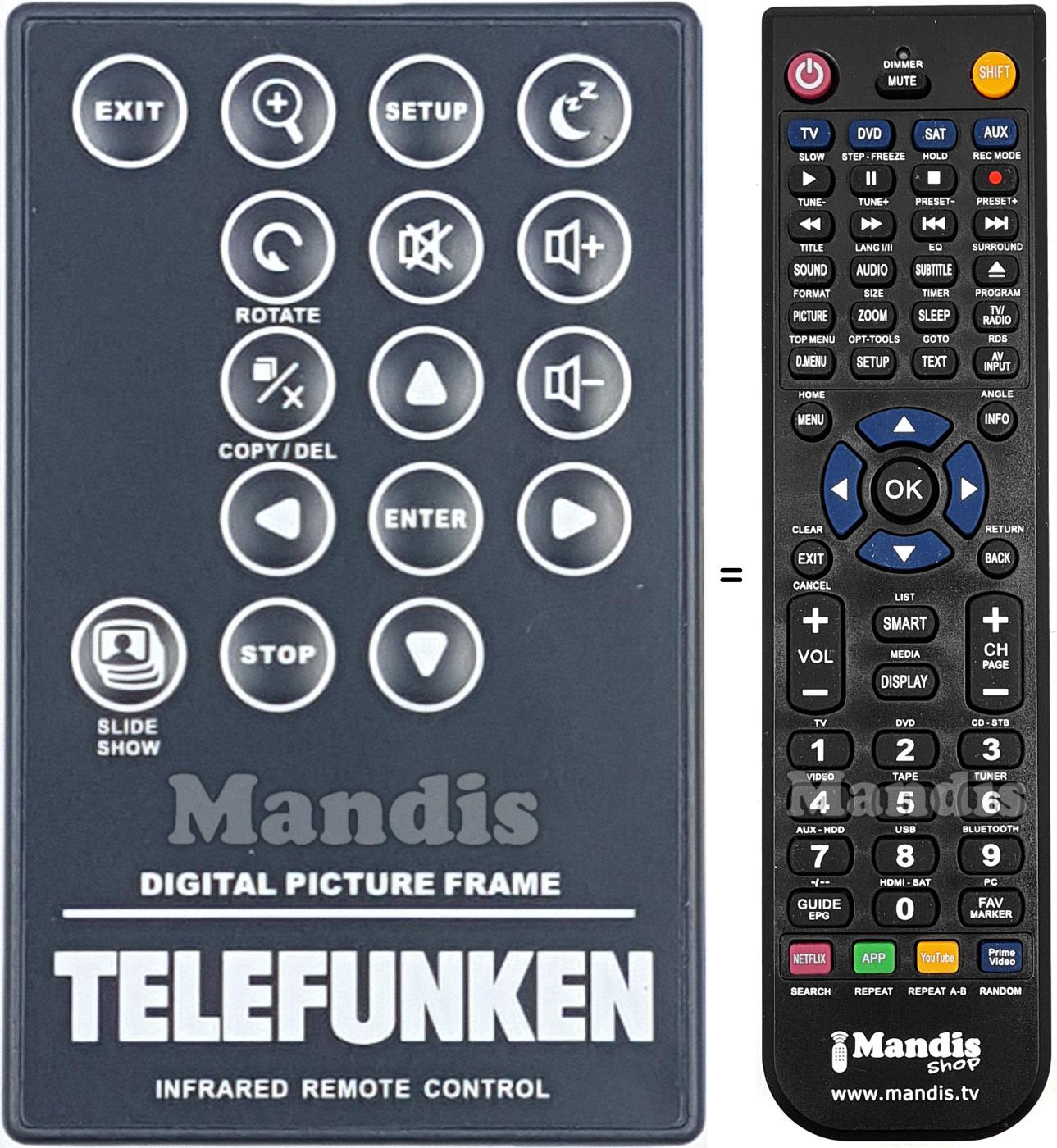 Télécommande équivalente Telefunken DPF9321