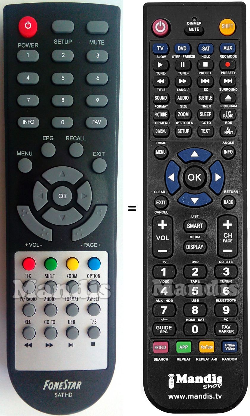 Mando a distancia equivalente Fonestar RDS-583WHD