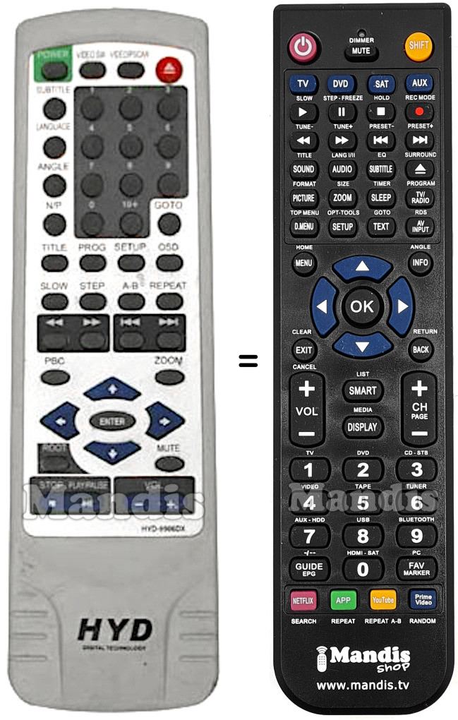 Replacement remote control HYD001