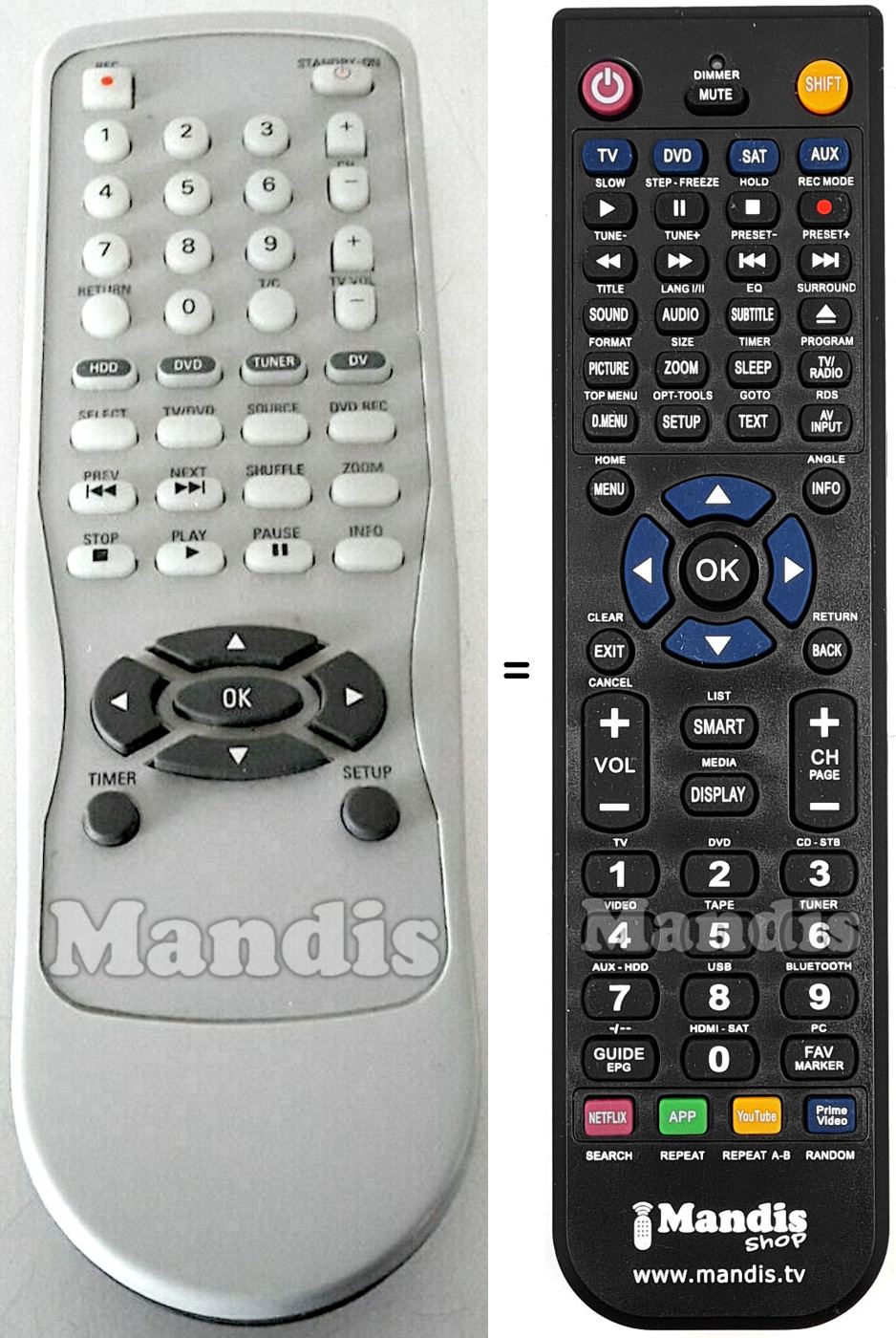 Mando a distancia equivalente Magnavox 2422 549 00988
