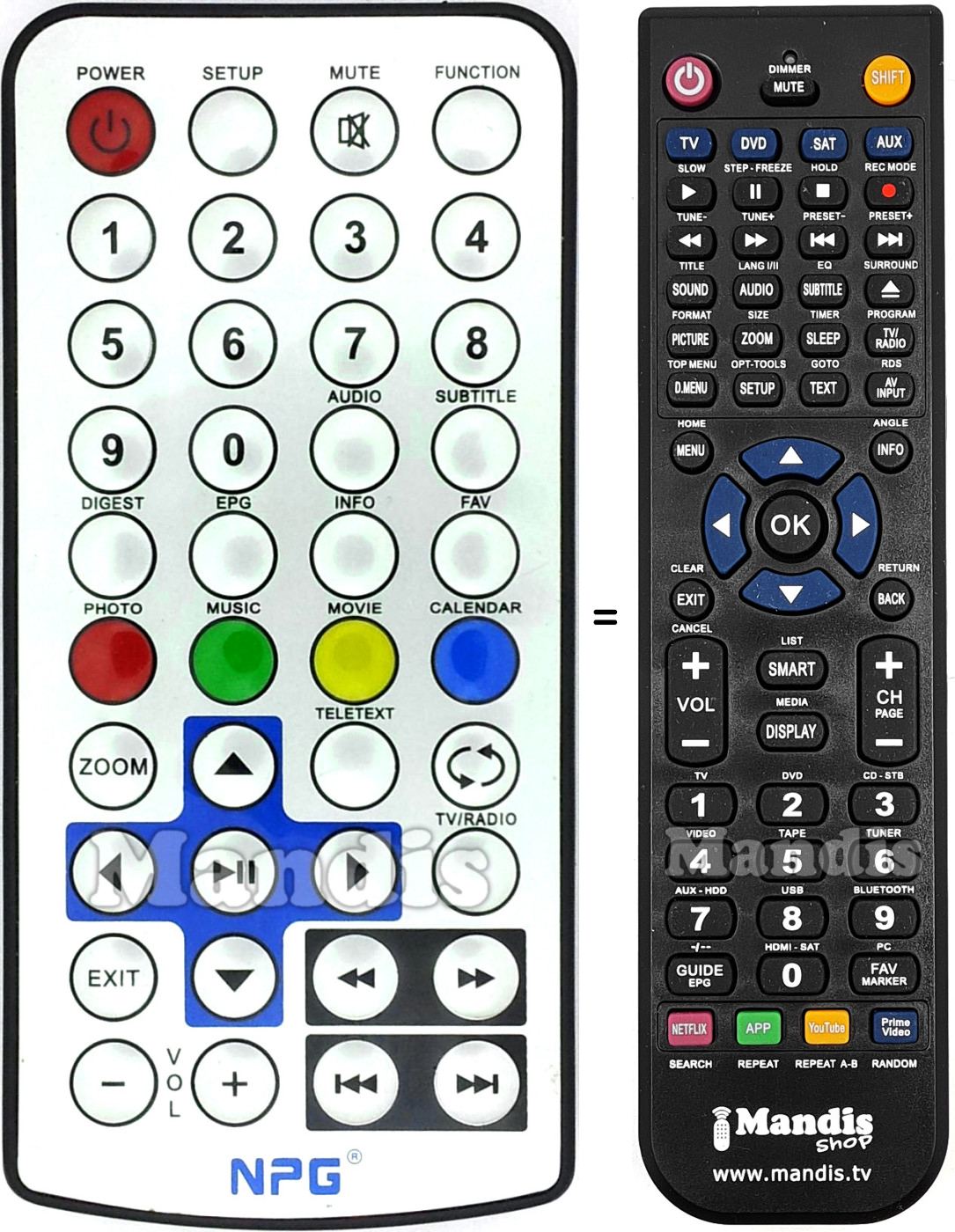 Télécommande équivalente Npg REMCON1435