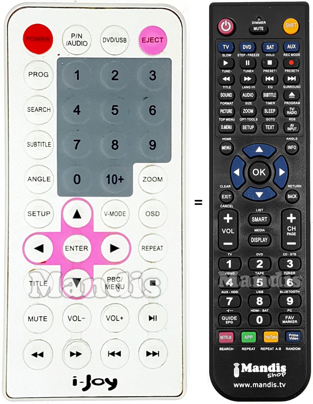 Mando a distancia equivalente i-Vision DVD 1005