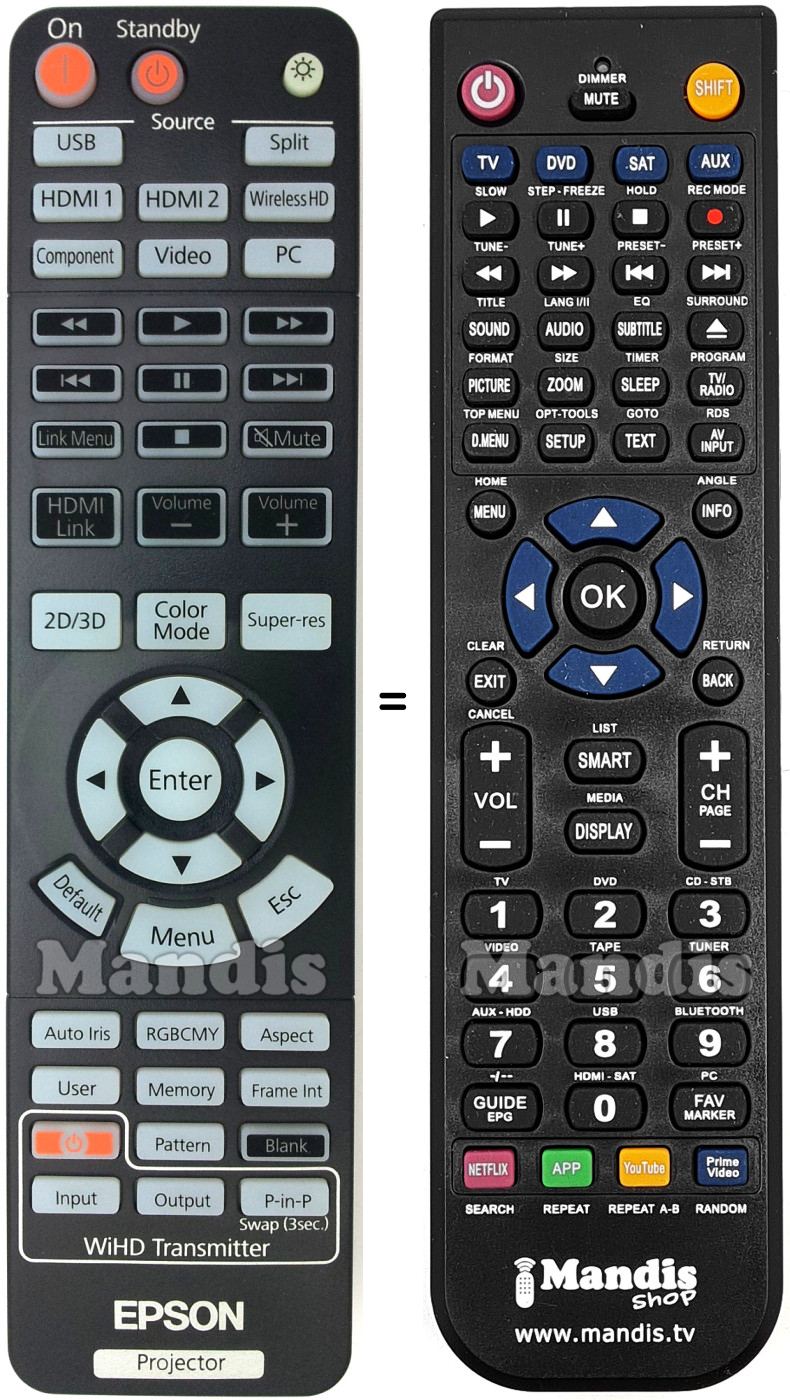 Replacement remote control Epson EH-TW9100W