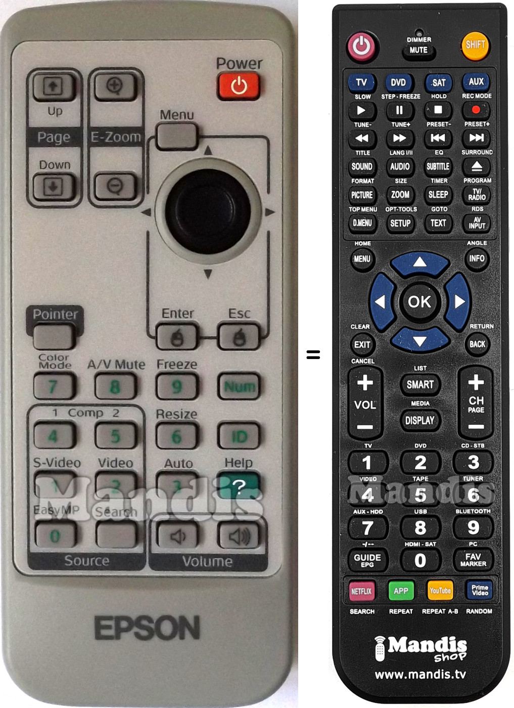 Replacement remote control Epson EMP-1815