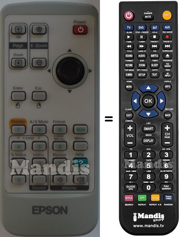 Replacement remote control Epson EMP-62