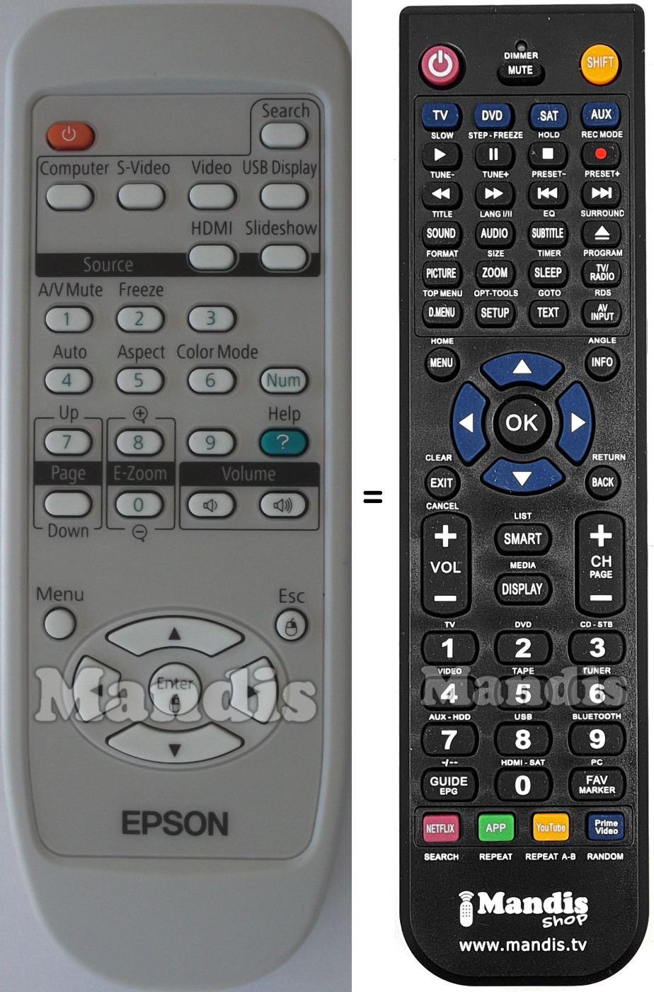 Replacement remote control Epson EB-W6