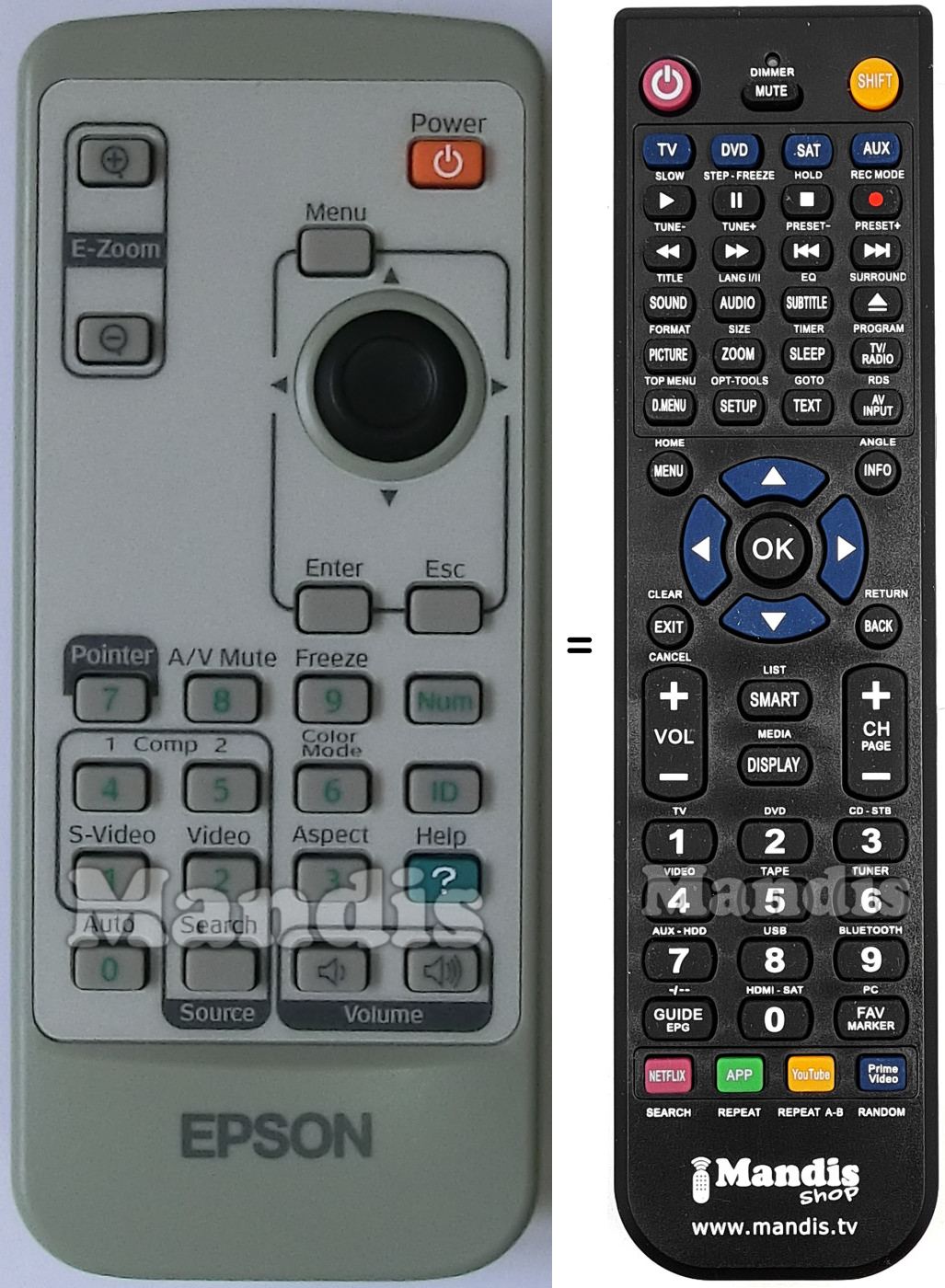 Replacement remote control Epson 1470167