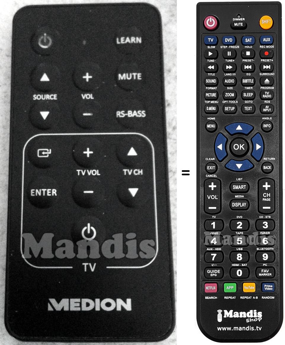 Télécommande équivalente Medion MD83436