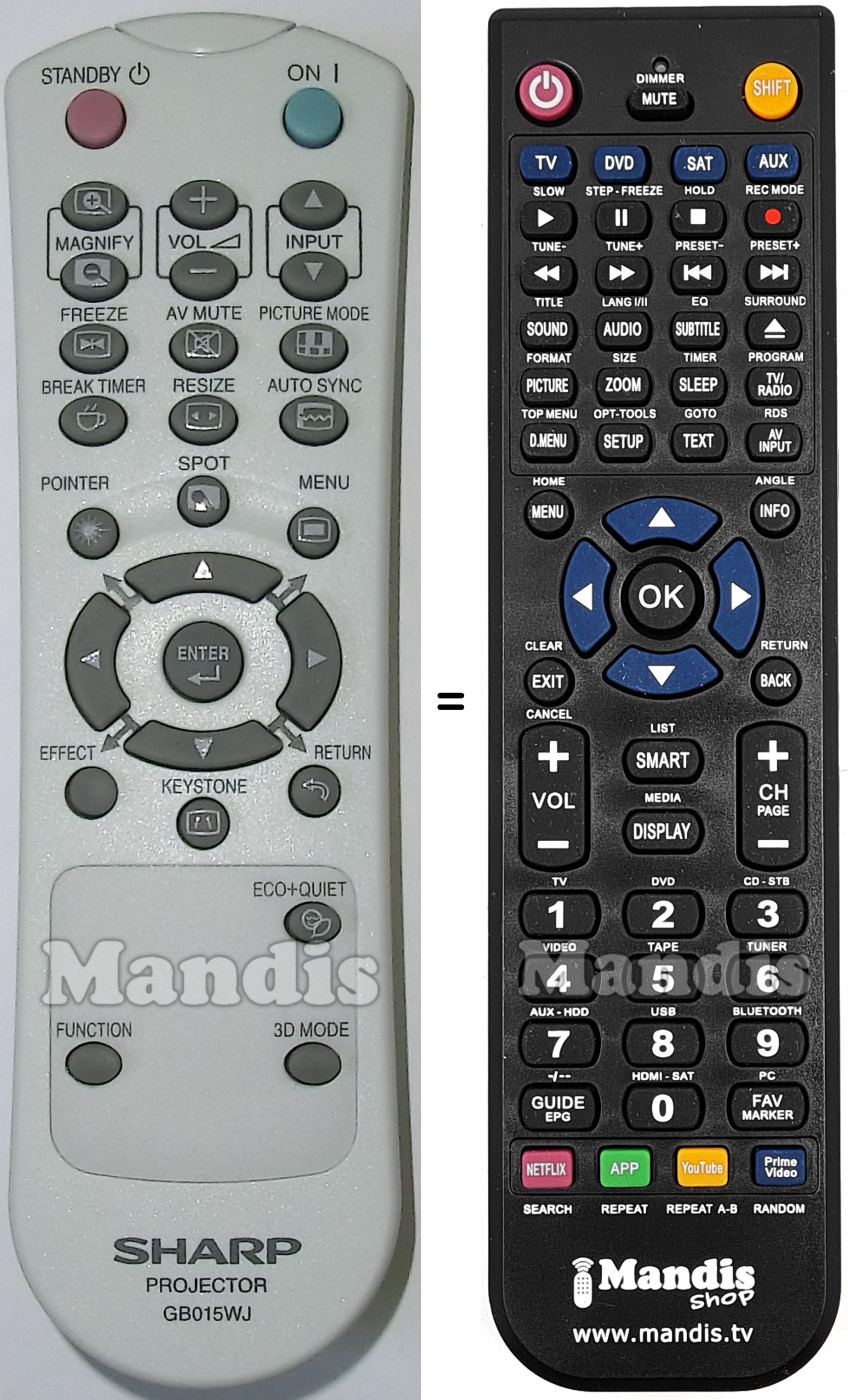 Replacement remote control Sharp GB015WJ