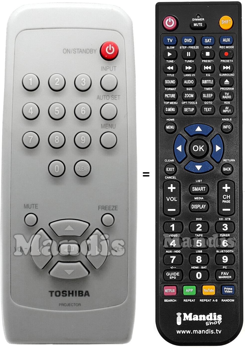 Replacement remote control Toshiba 23587911