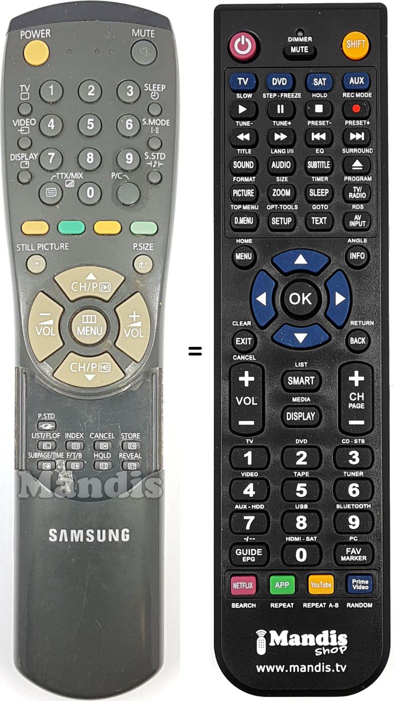 Mando a distancia equivalente Samsung 00023A