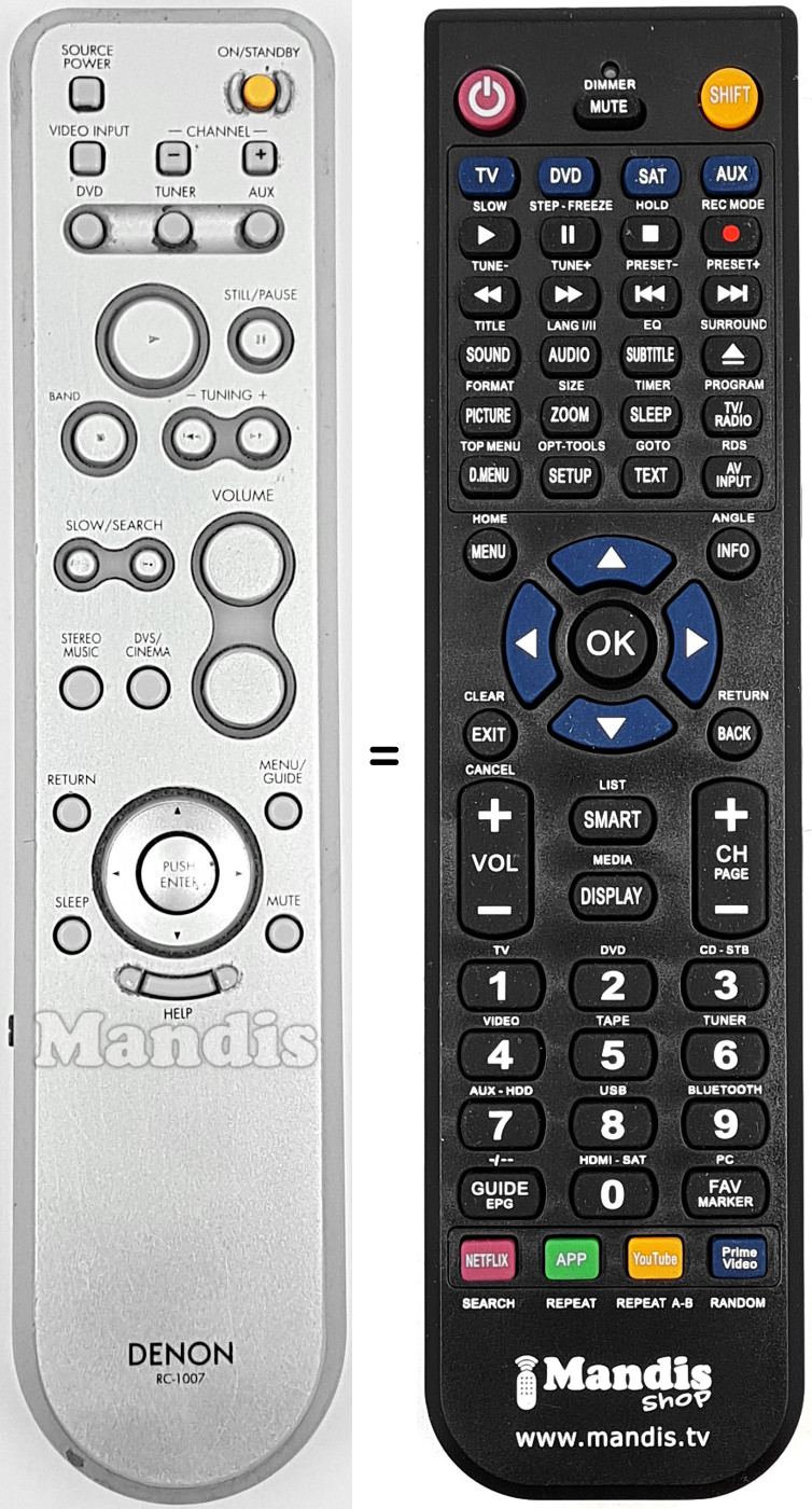 Télécommande équivalente Denon RC-1007