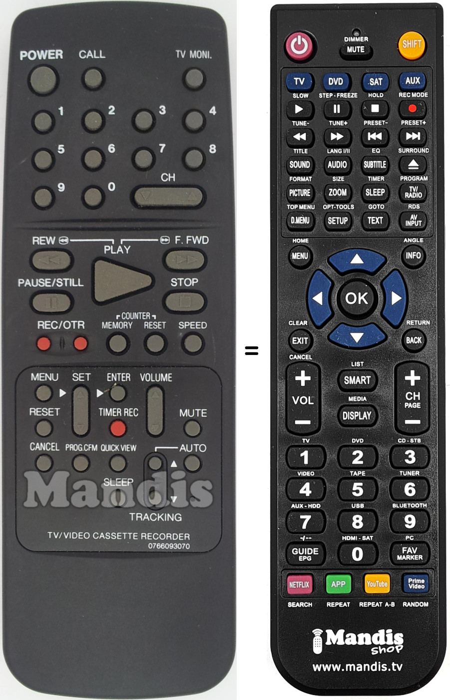 Télécommande équivalente 0766093070