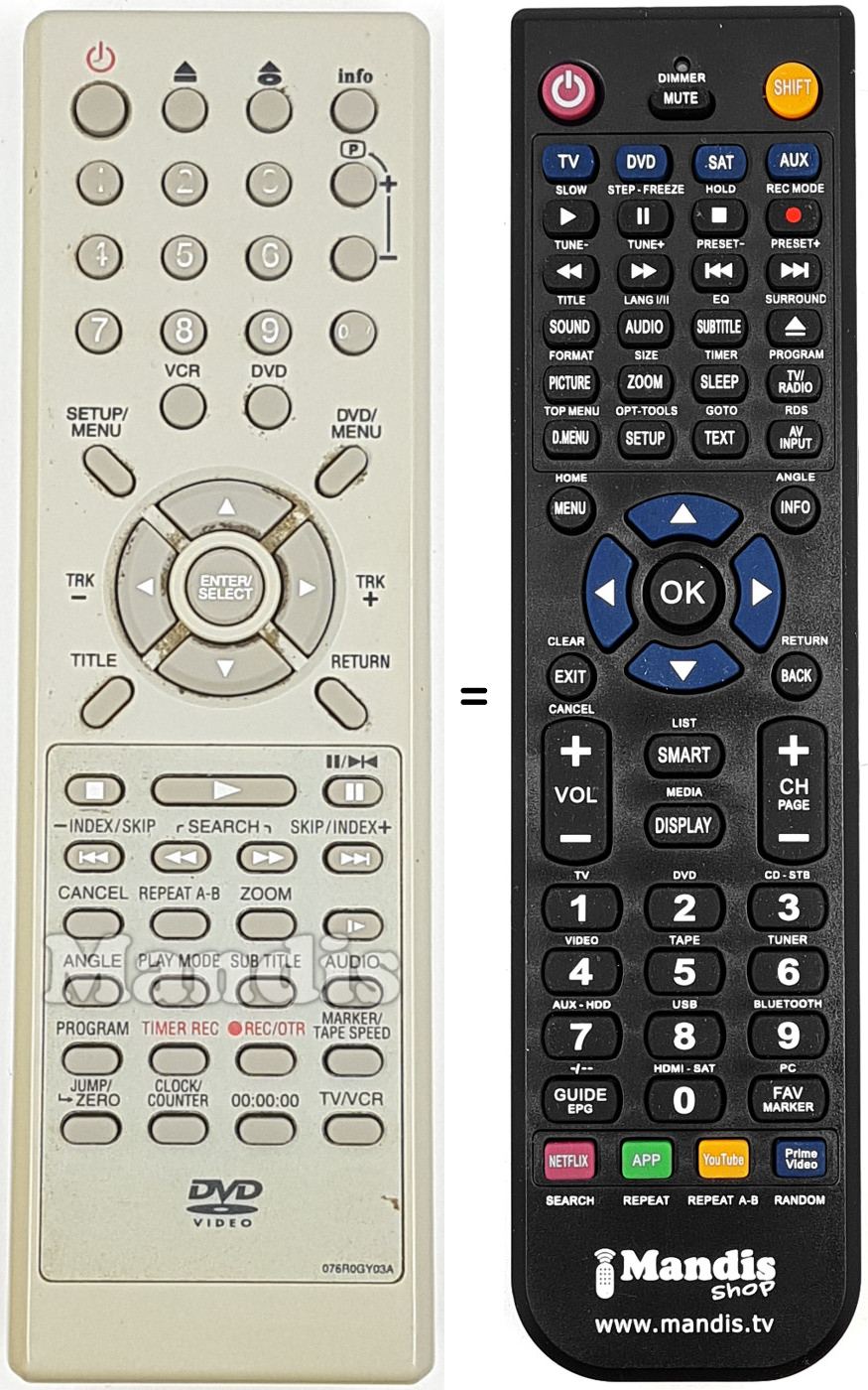 Télécommande équivalente NordMende 076R0GY03A