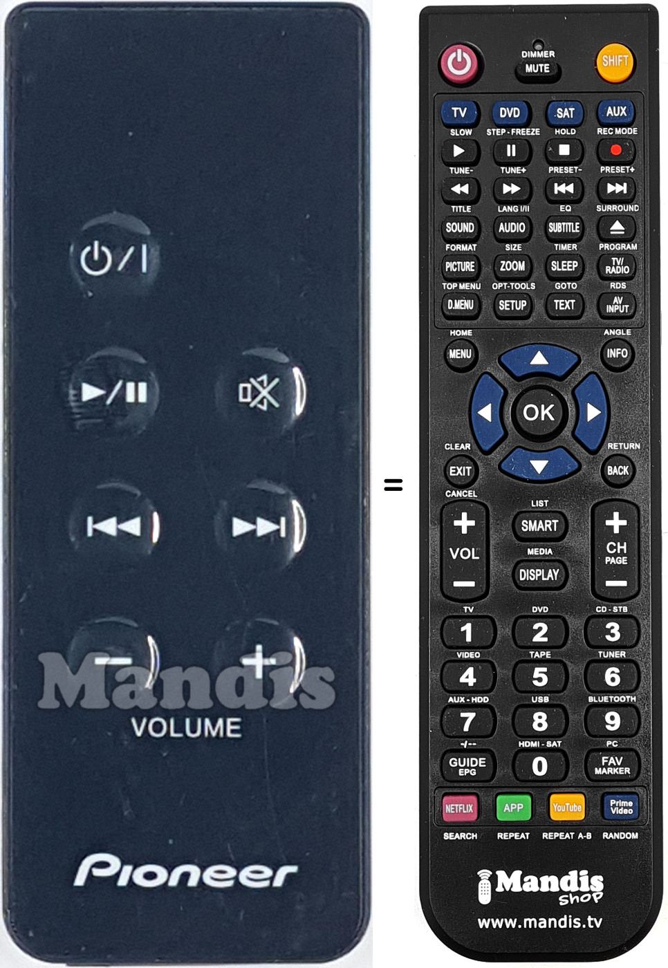 Mando a distancia equivalente Pioneer 1023-0000076-ZY