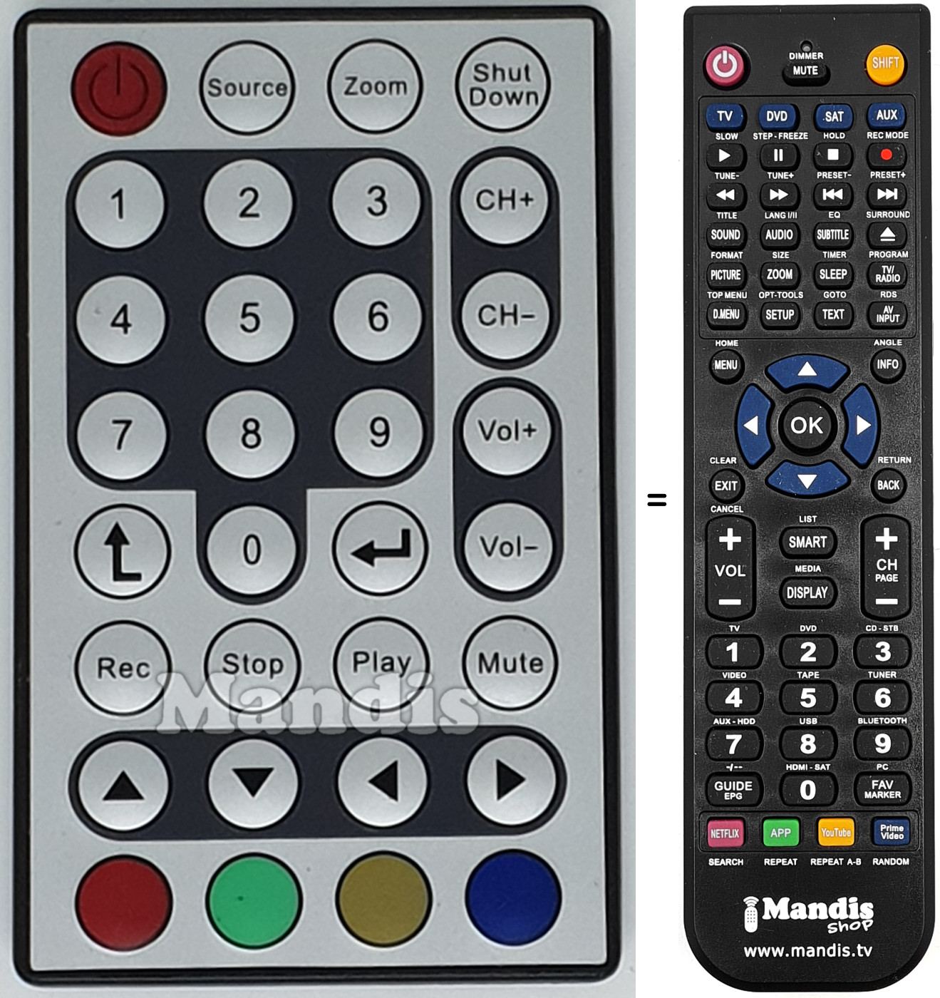 Mando a distancia equivalente REMCON1565