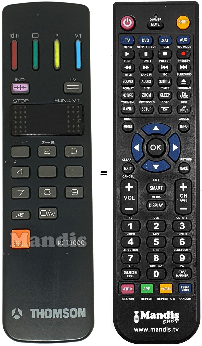 Mando a distancia equivalente RCT 3000