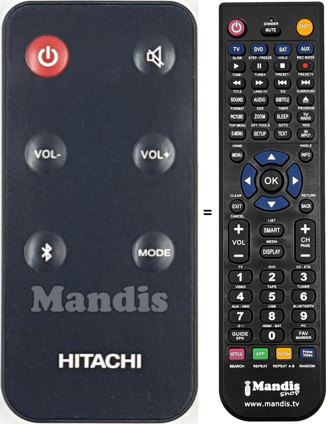 Replacement remote control Hitachi AXS014BTU