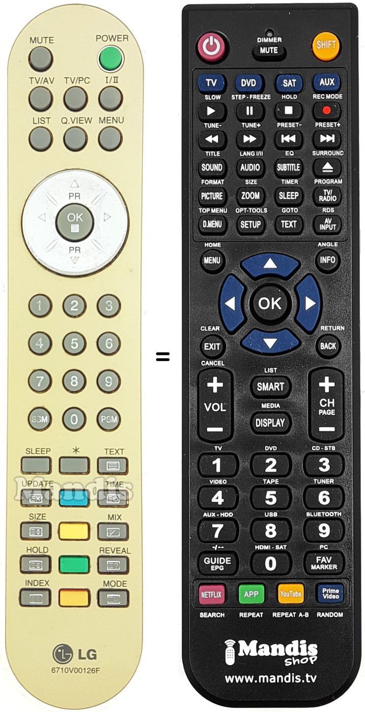 Mando a distancia equivalente 6710V00126F