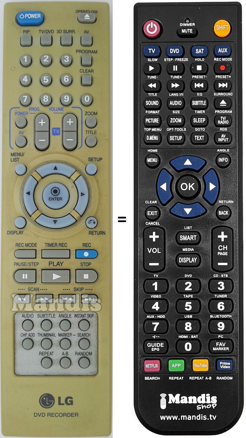 Mando a distancia equivalente LG 6711R1N148B