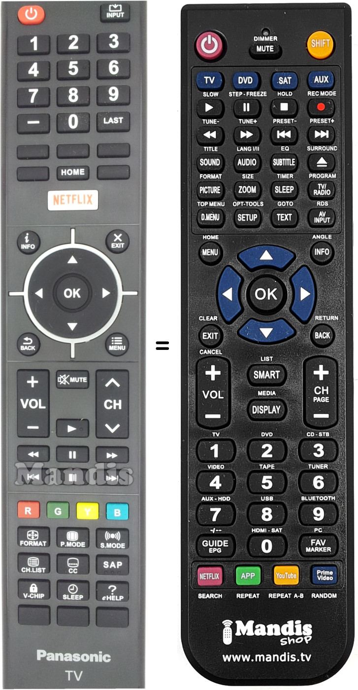 Télécommande équivalente Panasonic 845-050-05B4